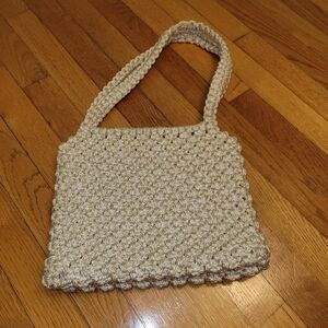 Macrame Knit Handmade Shoulder Bag Cream